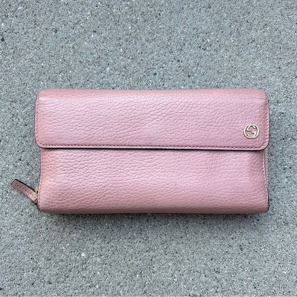 Gucci‎ Pink Leather Long Continental Wallet - Picture 1 of 16